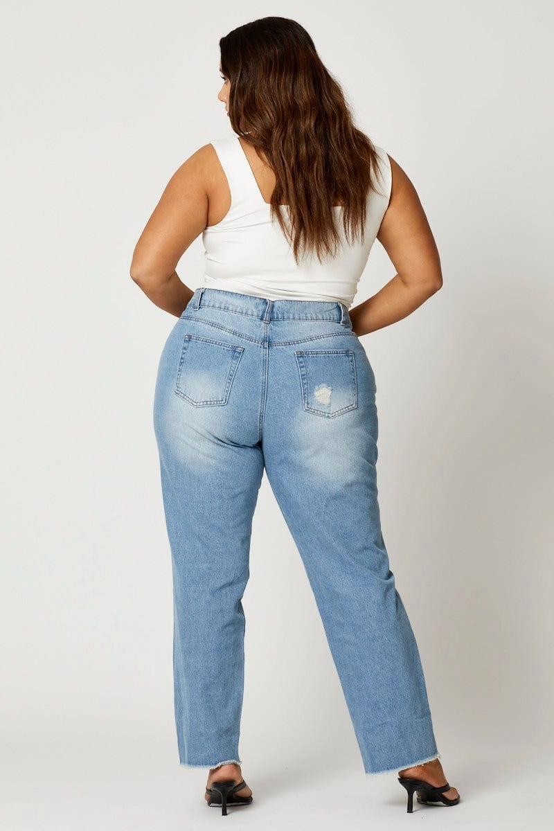 Wardrobe Choice Versatile Tailoring Blue Jean Mid Rise Distressed Boyfriend