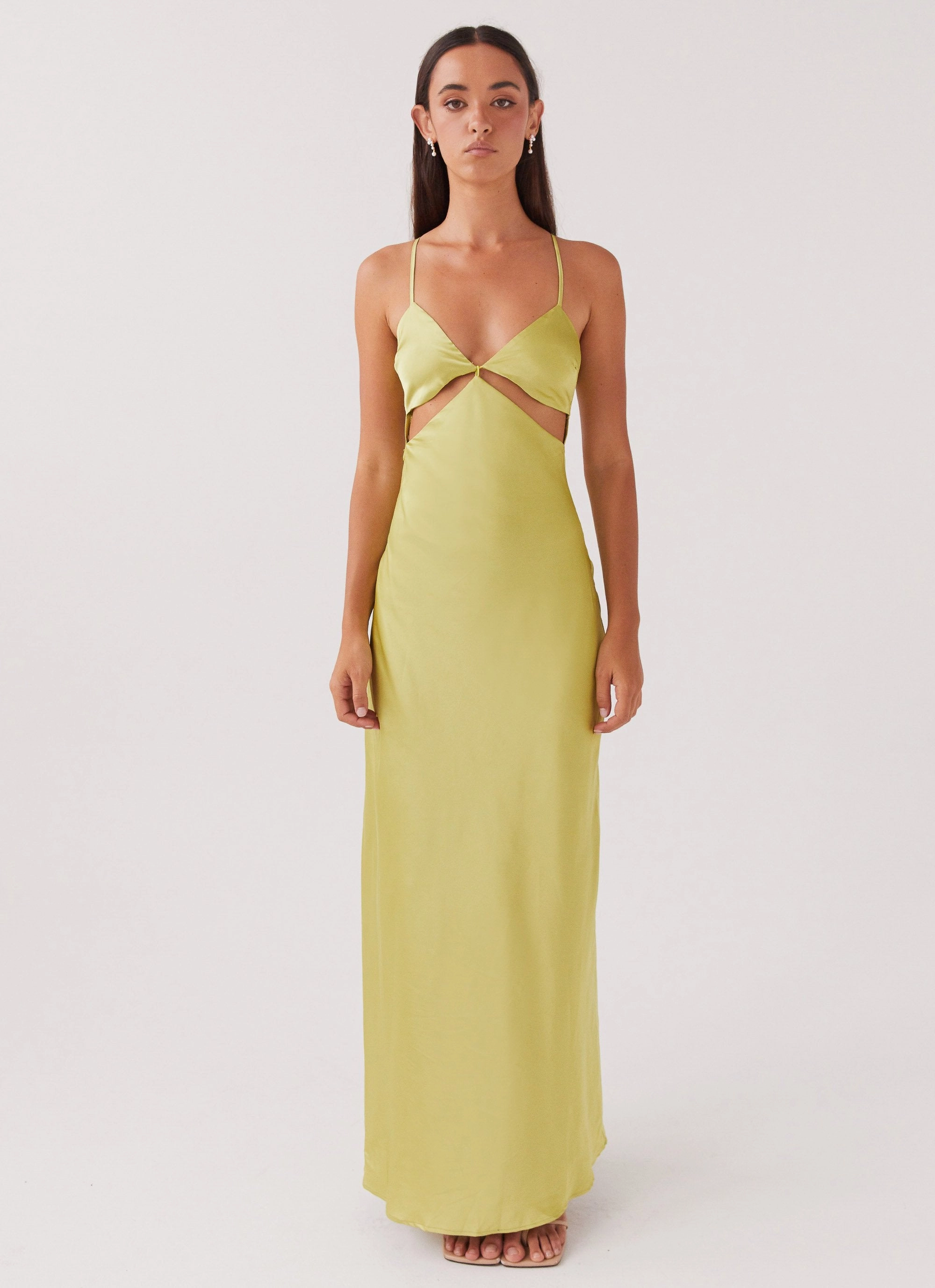 Raylie Cut Out Maxi Dress - Chartreuse Clean Comfort