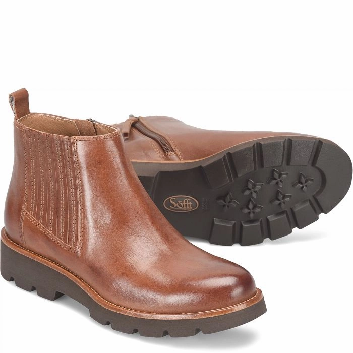 Reflective accents Good Traction Sofft Women's Waterproof Paige Boot - Bourbon