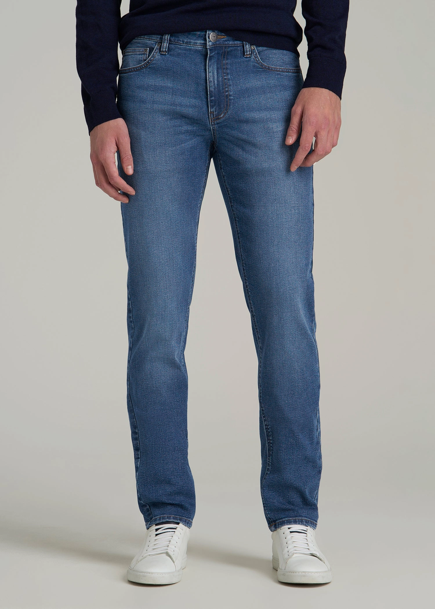 Dylan Slim Fit Jeans for Tall Men in Classic Mid Blue Neutral Choice