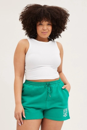 Green Track Shorts High Rise Elastic Waist Cool Fit