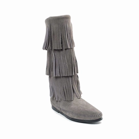 Minnetonka Women's 3 Layer Fringe Boot Lace-Up Design