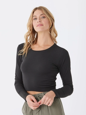 QuiltedPattern Guadalupe Luxe Rib Long Sleeve Crop Tee