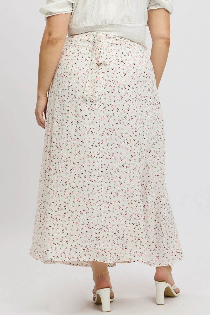 Red Ditsy Wrap Maxi Skirt Timeless Wear Core Collection