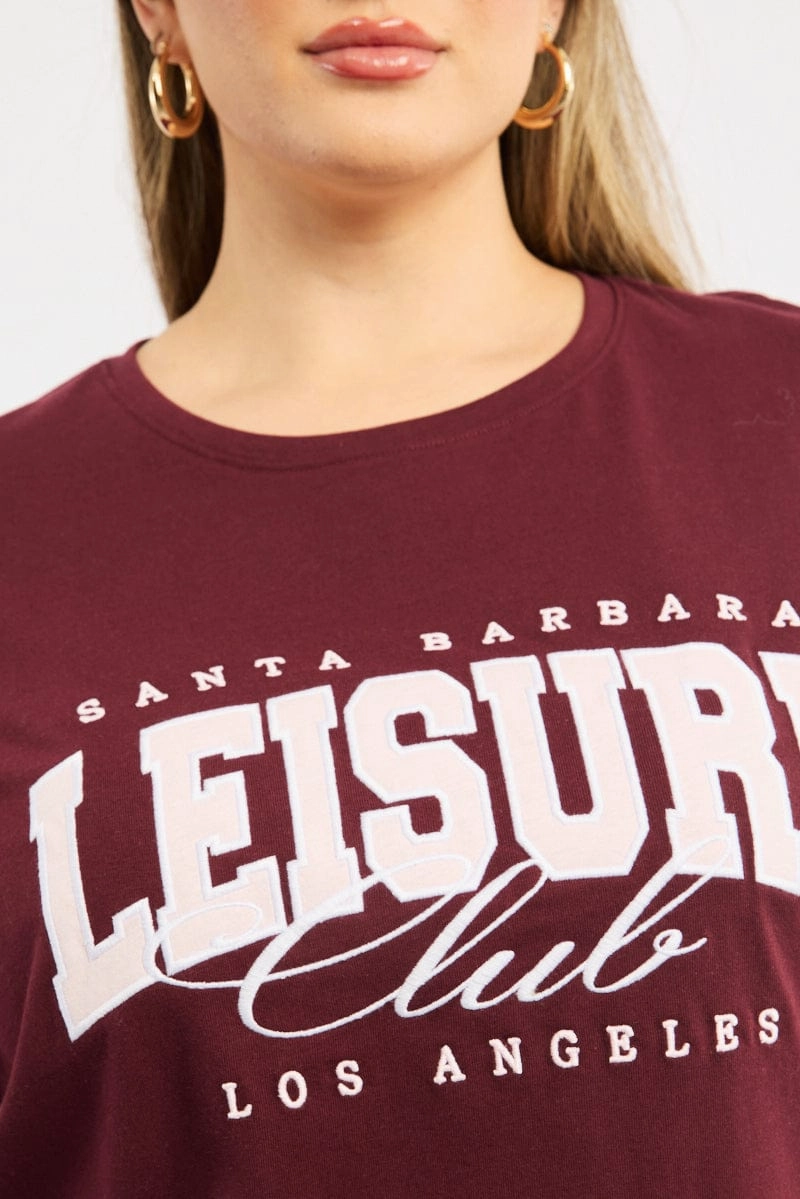 Weekend Ready Set In Sleeve Red Graphic T-shirt Short Sleeve Crew Neck