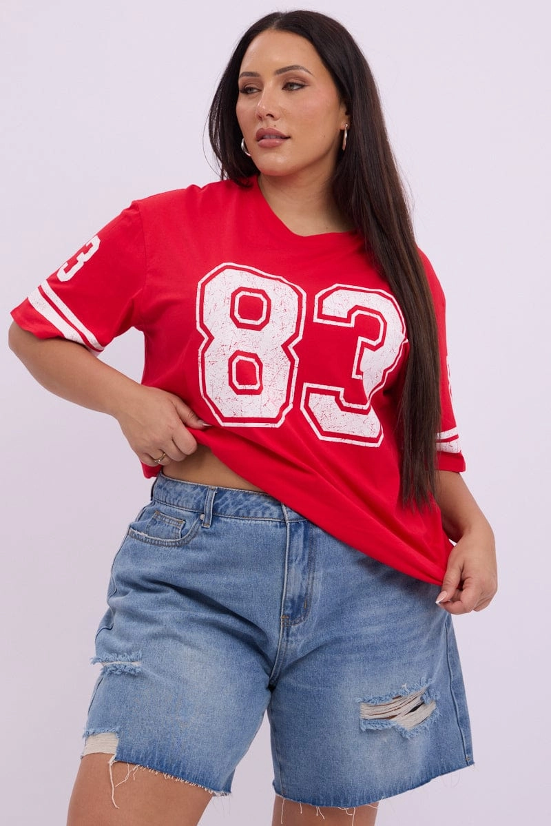 Quick Dry Fit Red Graphic T Shirt Short Sleeve