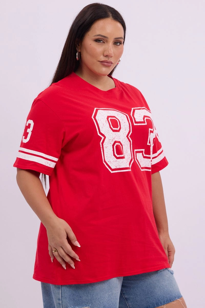 Perfect Design Red Graphic T Shirt Short Sleeve