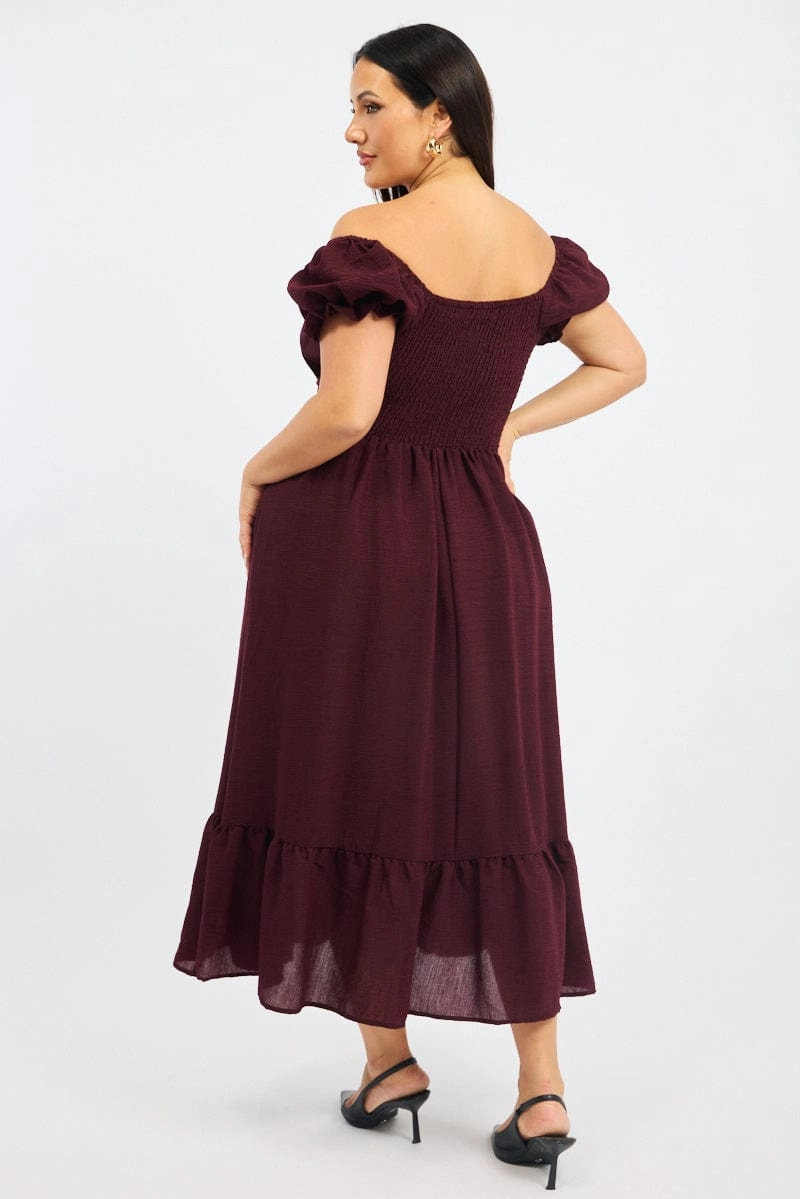 Red Midi Dress Short Sleeve Cut Out Tiered warm tones Love Energy