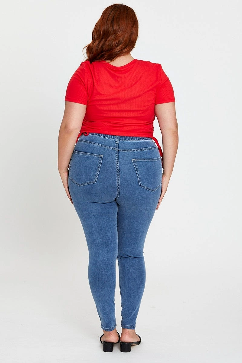 Red Short Sleeve Green Jersey Drawstring Side Top Travel Trend Look Easy Care Material