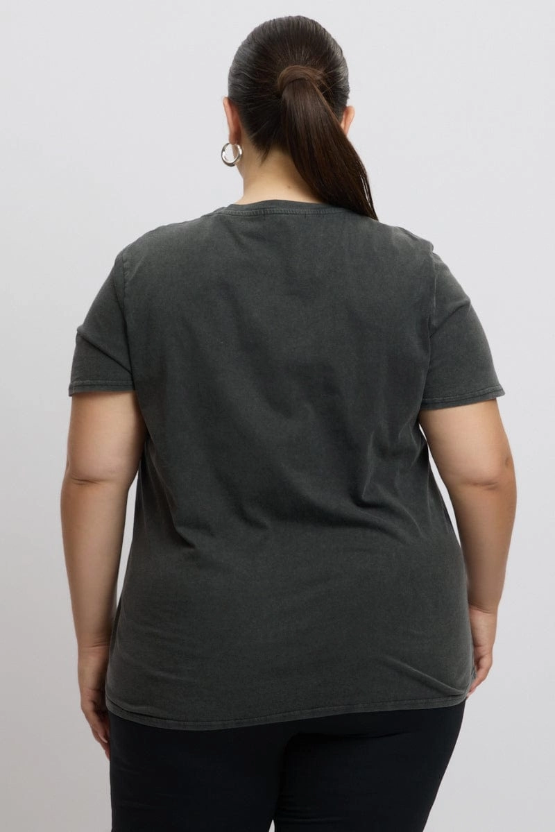 Cozy Fit Wear Grey Graphic T Shirt Short Sleeve Crew Neck