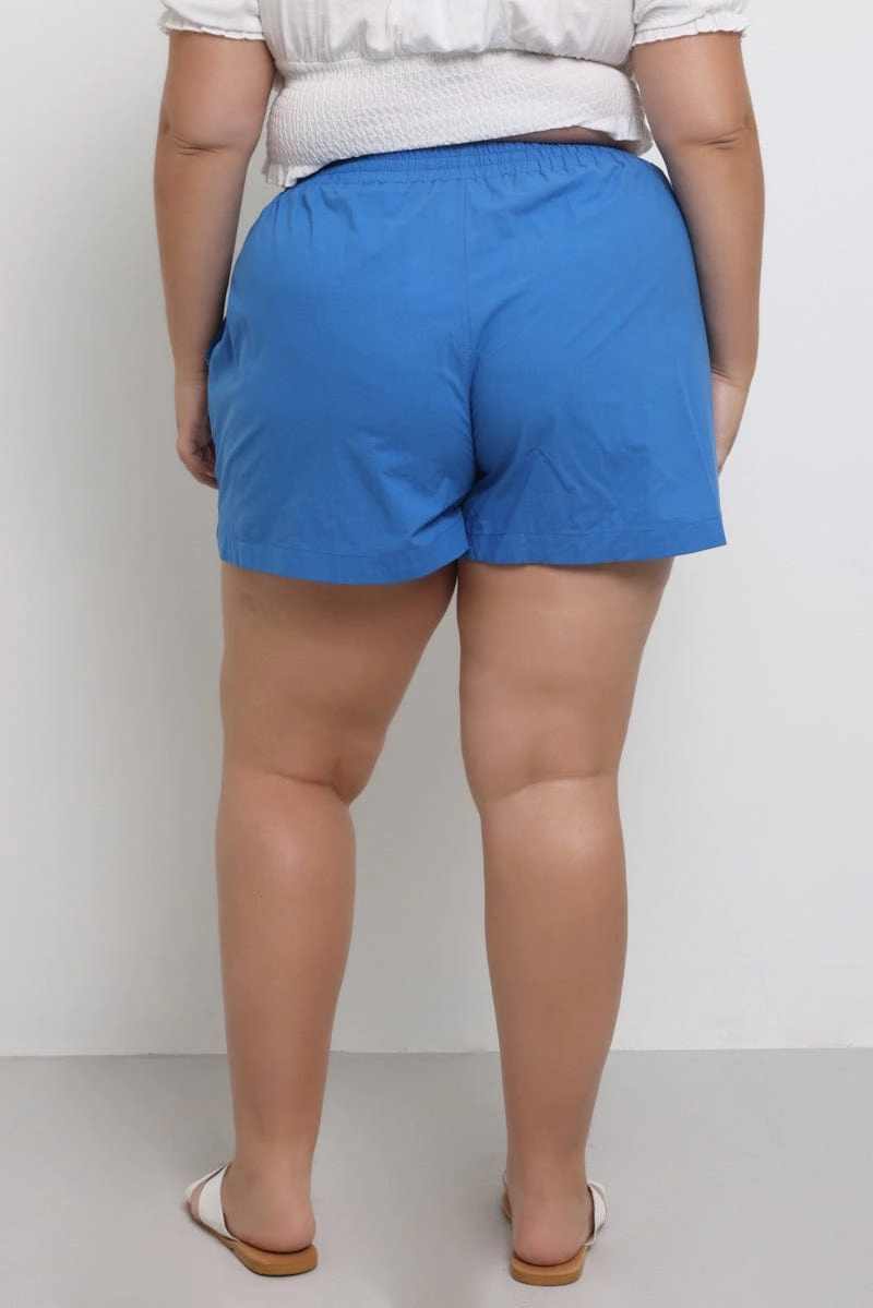 Youth fashion Sport Flex Blue Cotton Curve Hem Shorts