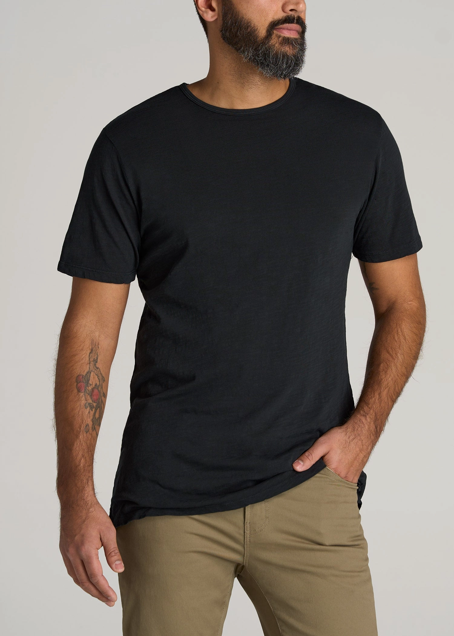 Stylish Dress LowImpact Manufacturing REGULAR-FIT Slub Tee for Tall Men in Black