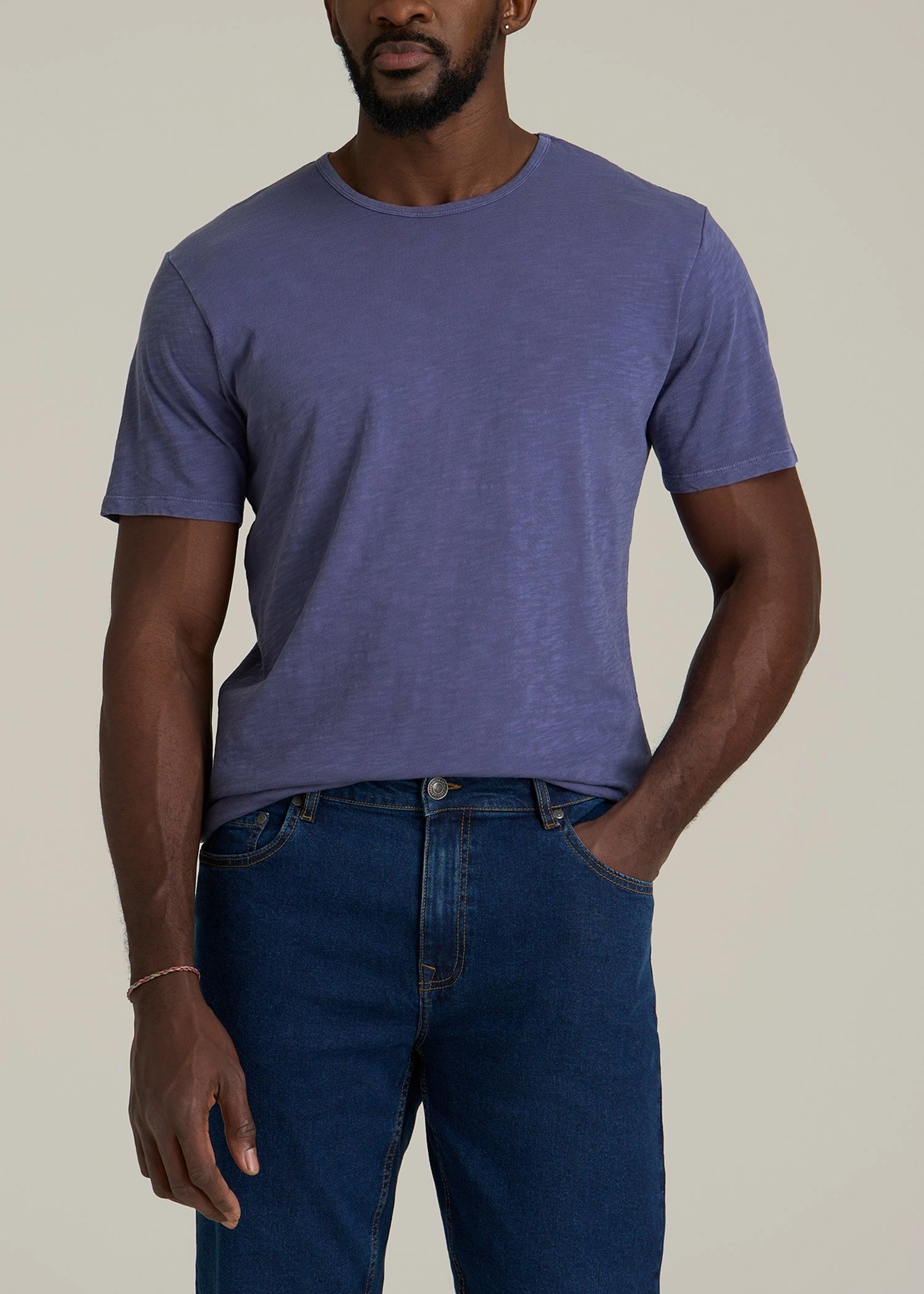 REGULAR-FIT Slub Tee for Tall Men in Future Dusk Lightweight pullover ReinforcedHem
