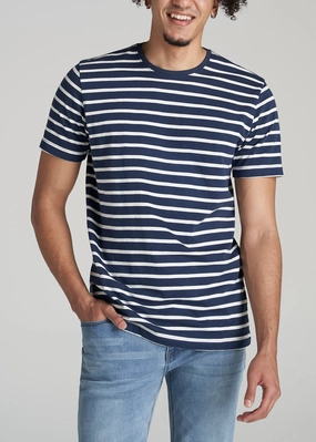 REGULAR-FIT Striped Tee for Tall Men in Navy And White OrganicCotton