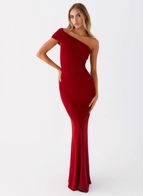 High Neck Reine Maxi Dress - Red