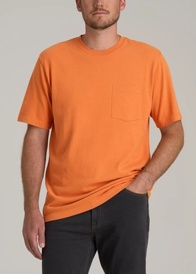 Moisture Management Fabric ClassicCrewNeck LJ&S Workwear Pocket T-Shirt for Tall Men in Marmalade