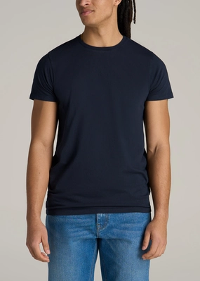 Casual Jacket MODERN-FIT Garment Dyed Cotton Men's Tall T-Shirt in Evening Blue