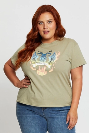 Green Graphic T-shirt Born To Ride Short Sleeve Cotton Ribbed Collar Design Soft Cotton Feel