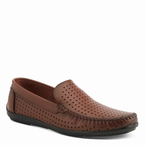 Spring Step Men's Crispin Slip On Leather Loafers - Camel Stand All Day Jump Step