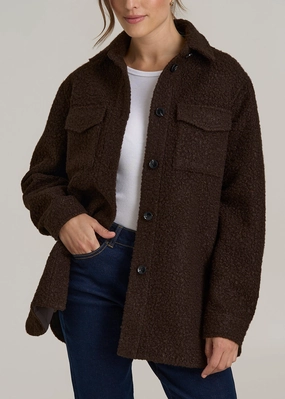 Relaxed Boucle Tall Women's Shacket in Espresso Casual apparel