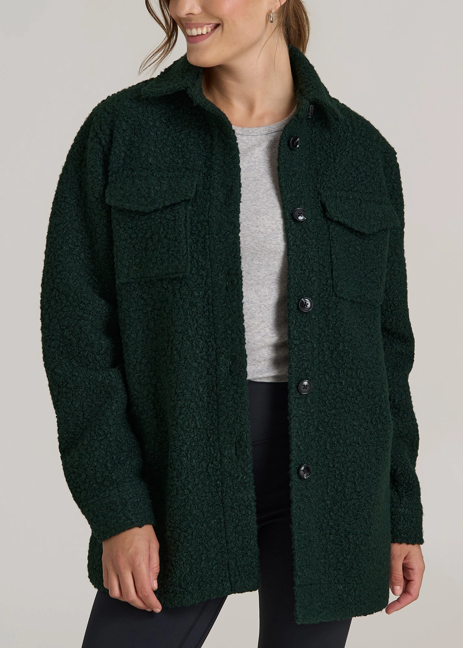 loop accents kids' Relaxed Boucle Tall Women's Shacket in Pine Grove