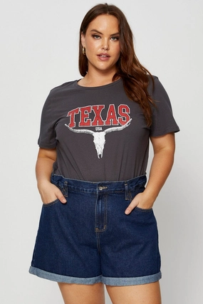 Effortless Layer Grey Graphic T-shirt Crew Neck Short Sleeve