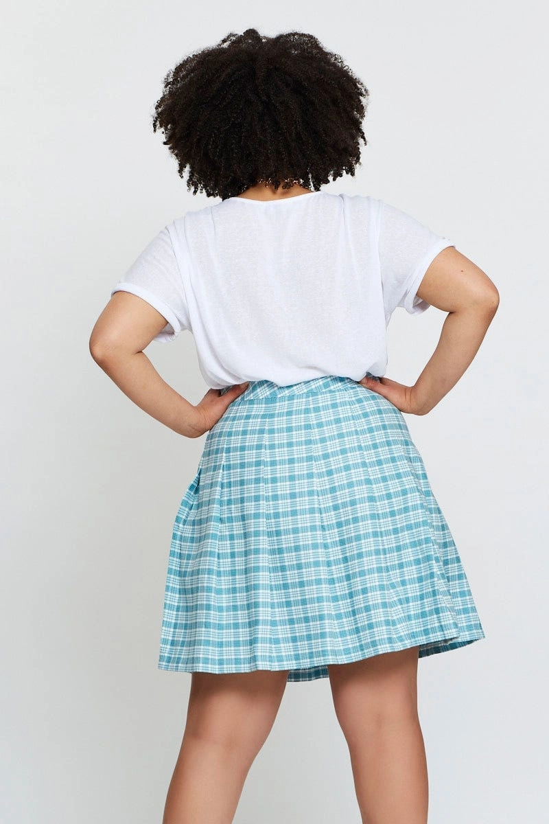 Check Mini Tennis Skirt Pleated Heat Dissipating Fabric