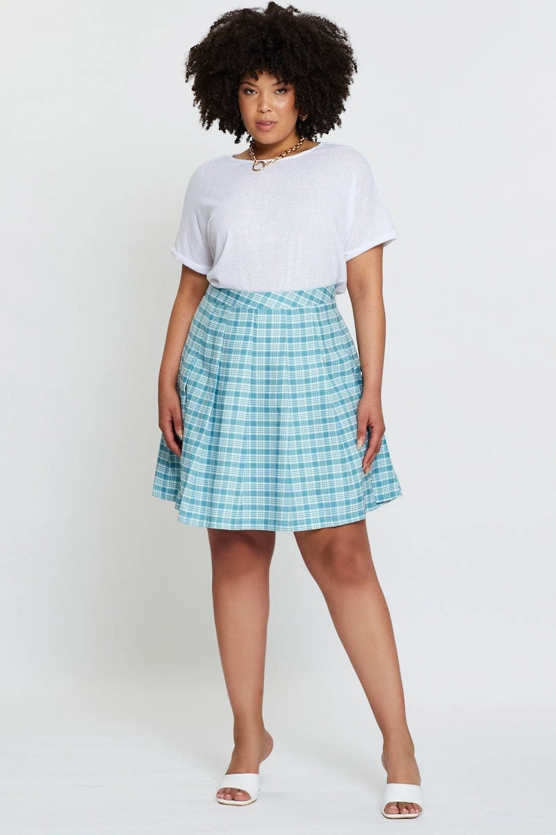 Side Slit Breathable fabric Check Mini Tennis Skirt Pleated