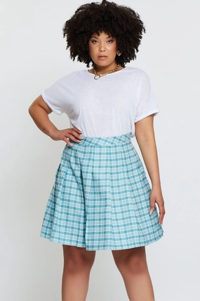 Flexible Motion Check Mini Tennis Skirt Pleated