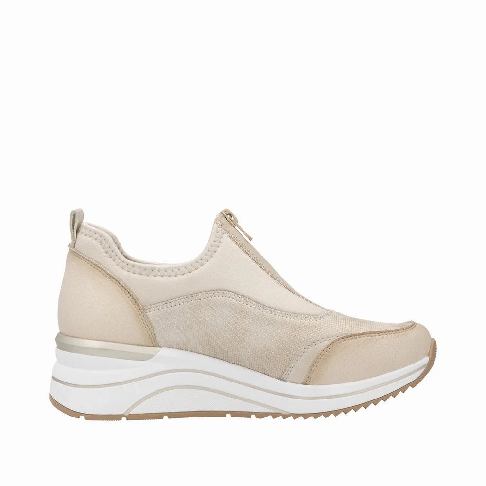 Leather Upper Minimalist Outfit Remonte by Rieker Women's Eleni 08 100% Sneaker - Crema/Muschel/Perlcreme