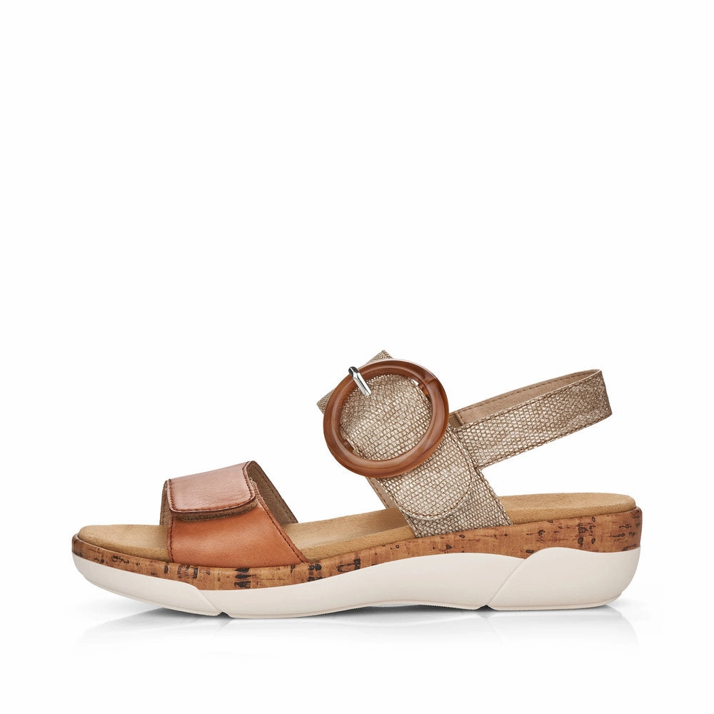 Remonte by Rieker Women's Jocelyn Sandals - Noccia/Lehm-Metallic Foot Support