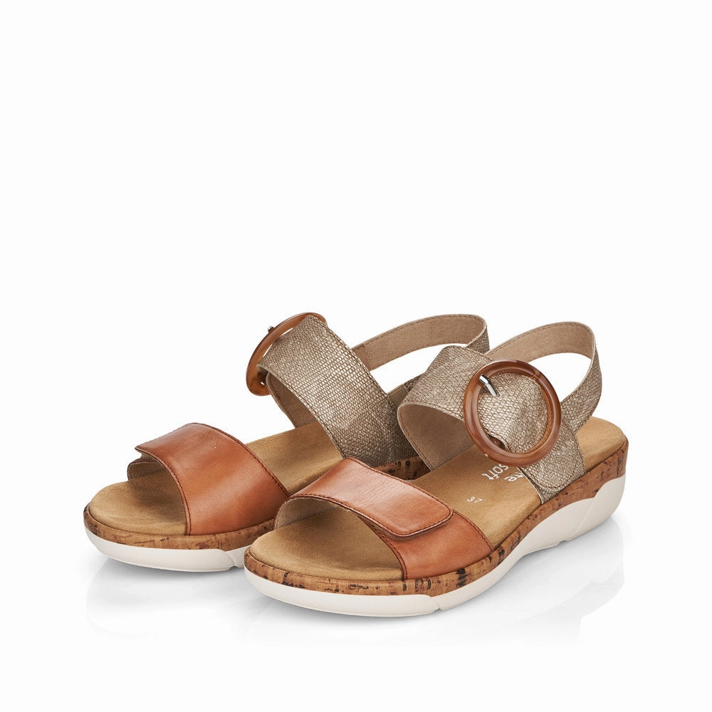 Remonte by Rieker Women's Jocelyn Sandals - Noccia/Lehm-Metallic Day Comfort