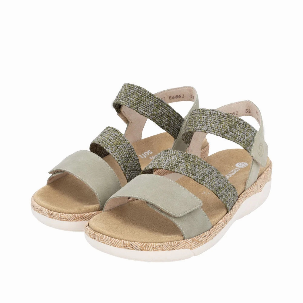 Remonte by Rieker Women's Jocelyn Sandals - Salbei/Olive Flat Comfort Summer Ready