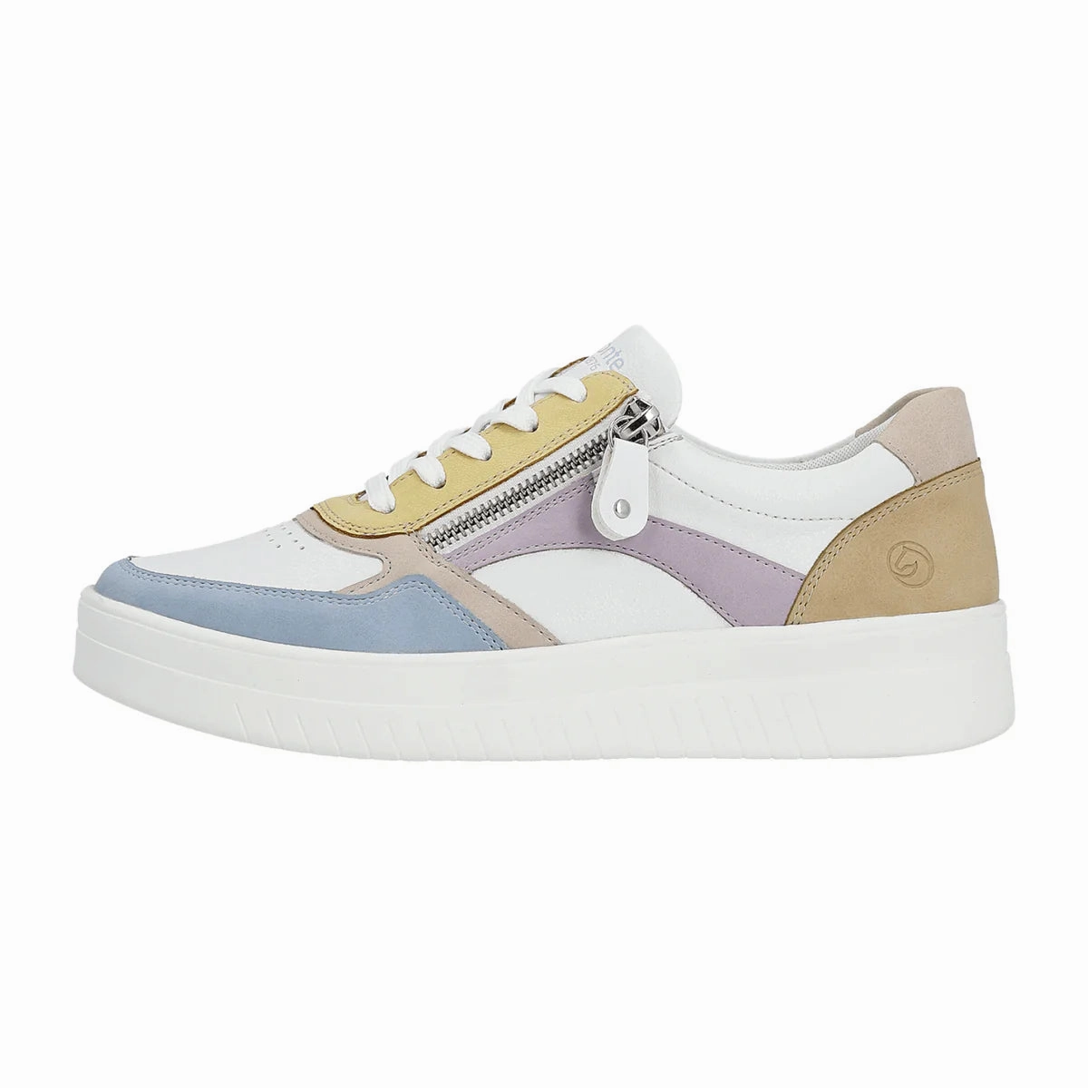 Remonte by Rieker Women's Pearl White Leather Sneakers - Aqua/Weiss/Rose/Sun/Mauve/Tan Hop Hike Cold Hike