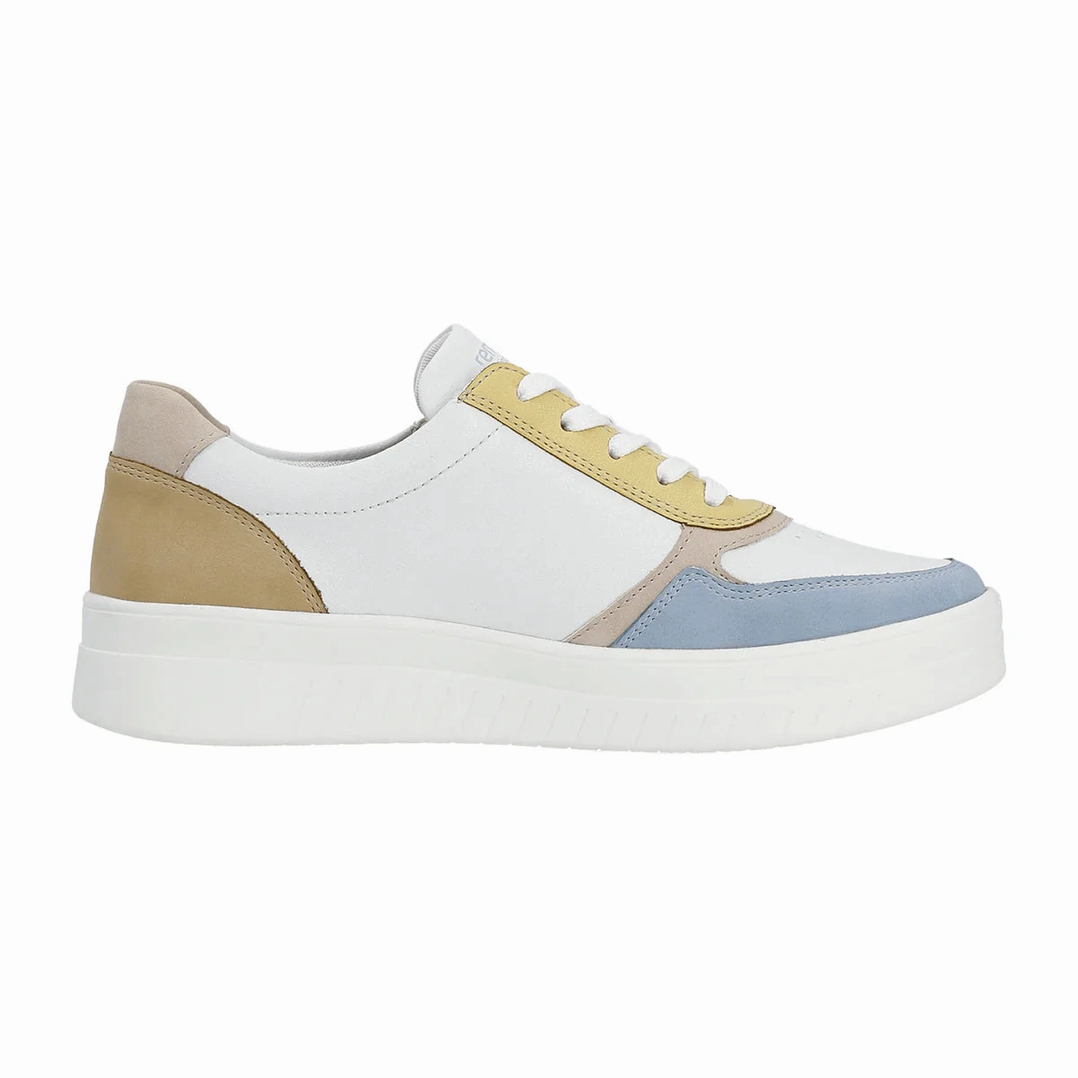 Seamless Internal Structure Remonte by Rieker Women's Pearl White Leather Sneakers - Aqua/Weiss/Rose/Sun/Mauve/Tan