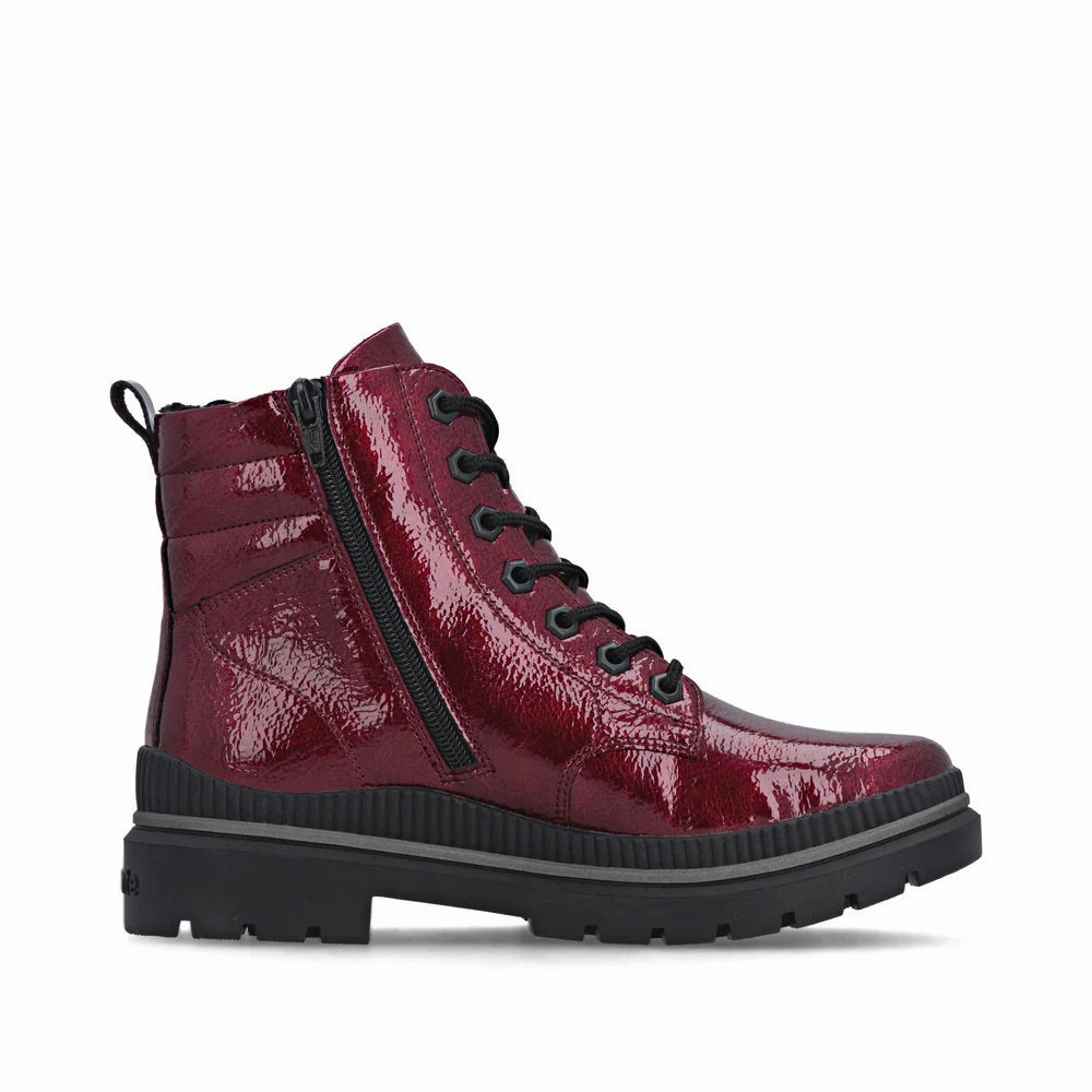 Remonte Women's Lorraine Waterproof Boots Red Canvas Upper Fire Side