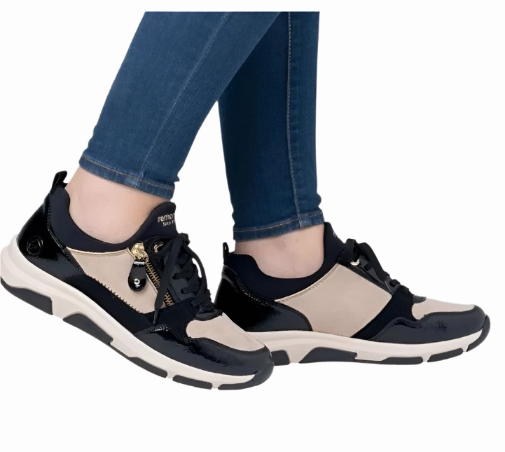 Crisp Finish Clean Cut Remonte Women's Oxford Lace Up Sneaker - Black
