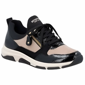 Remonte Women's Oxford Lace Up Sneaker - Black Motion Ease Low Maintenance