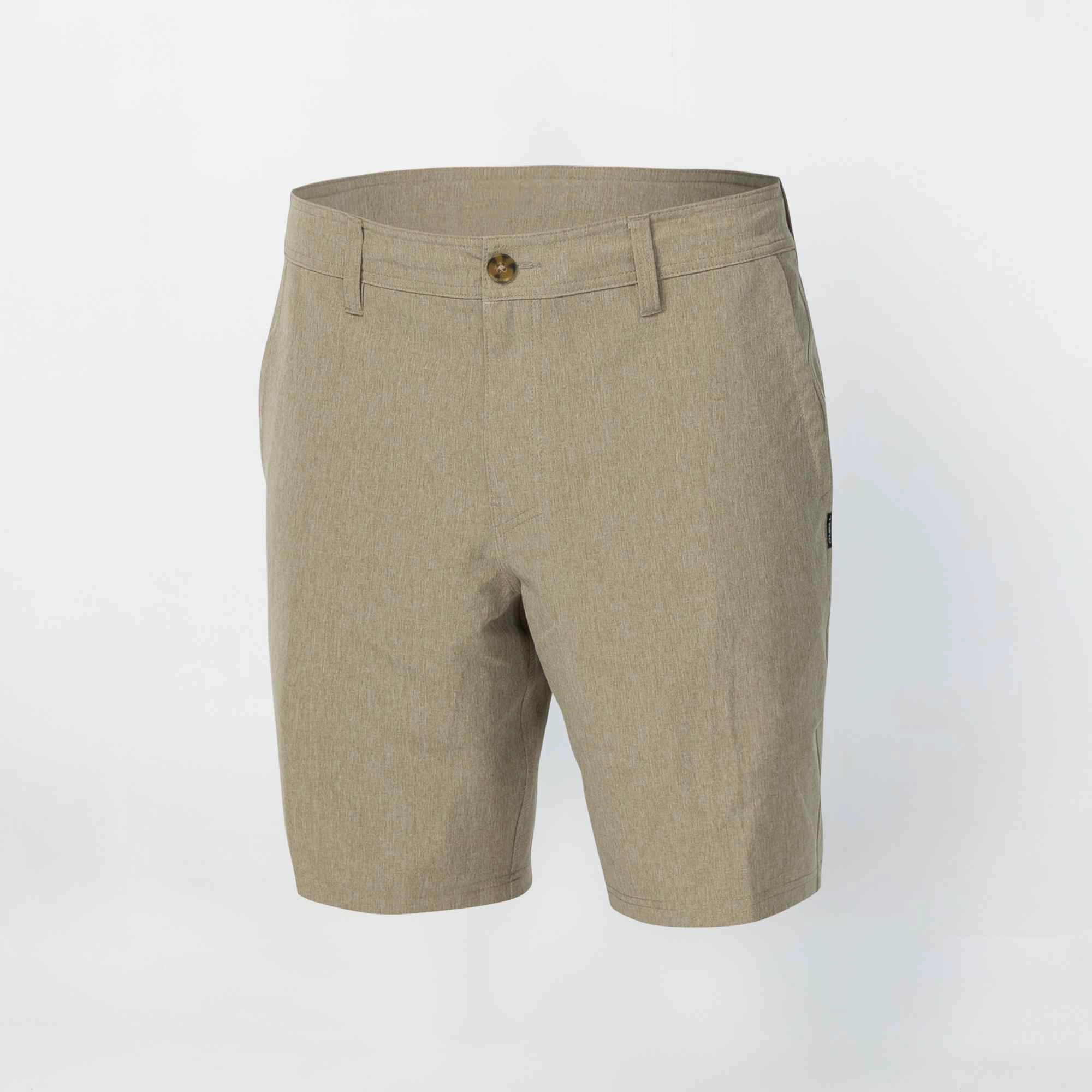 Casual Comfort Breathable layers Reserve Heather 21" Hybrid Short - Heather Khaki