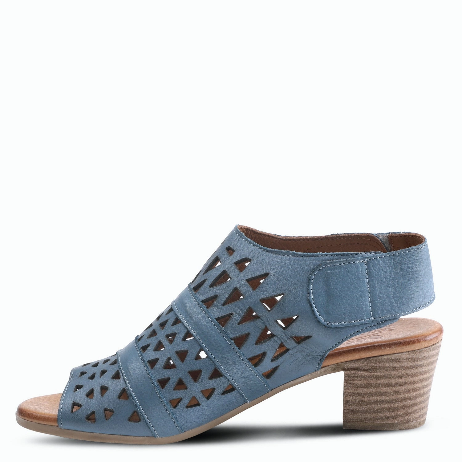 Spring Step Women's Dorotha Classic Leather Heeled Sandals - Blue Environmentally Friendly Footbed