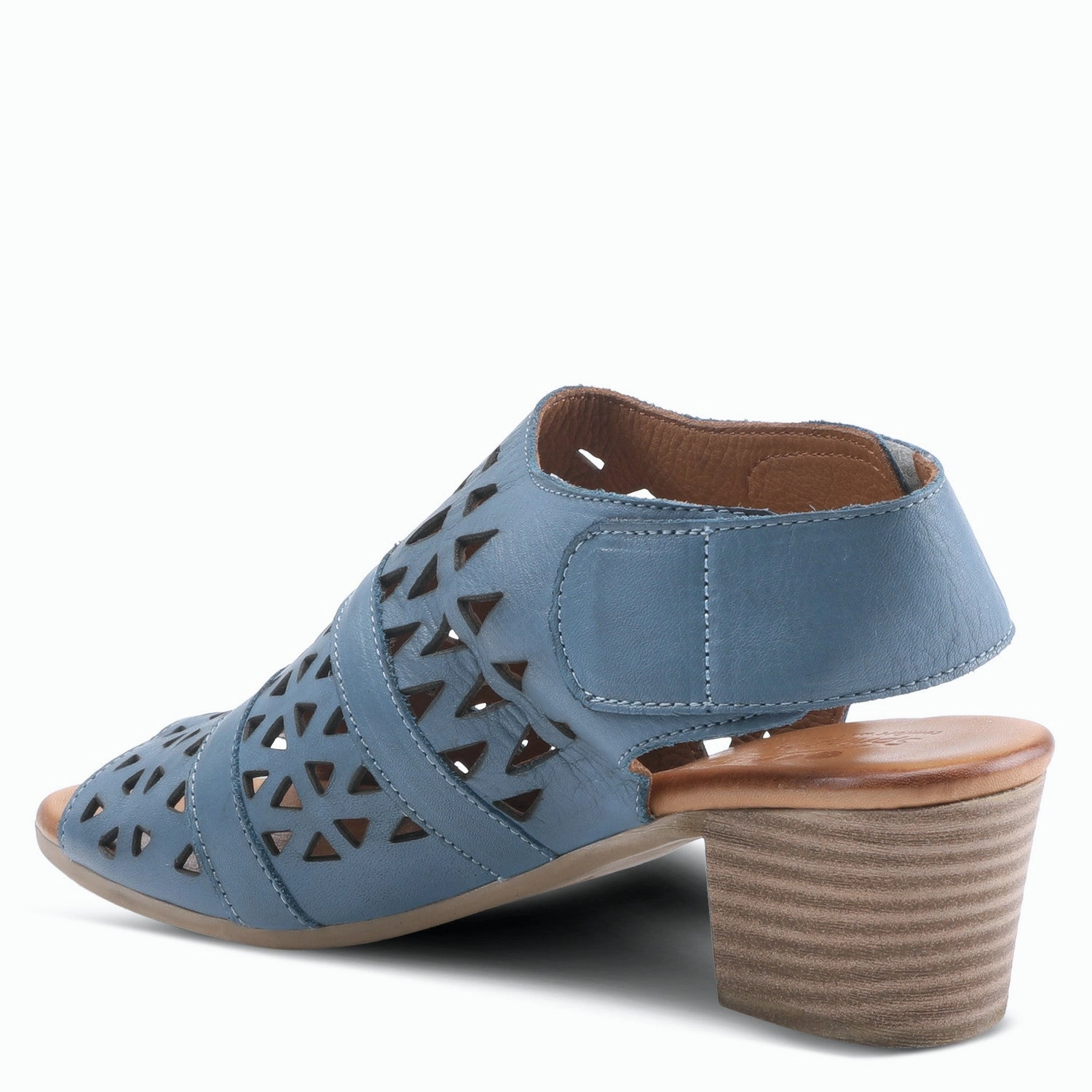 Spring Step Women's Dorotha Classic Leather Heeled Sandals - Blue Open Toe Casual Shoes