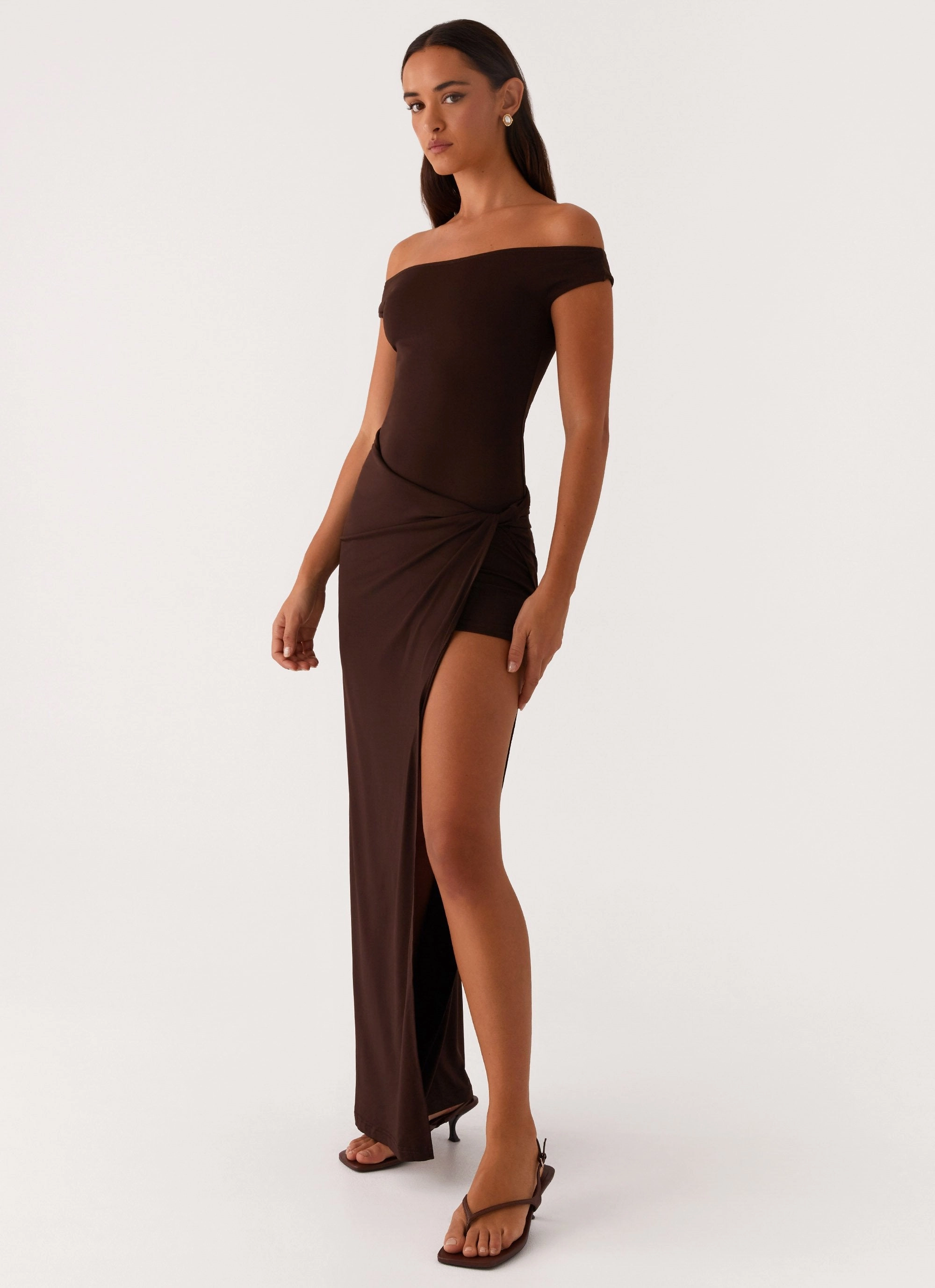 Fitted Mood Party Safe Amerie Maxi Dress - Chocolate