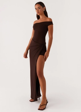Fitted Mood Party Safe Amerie Maxi Dress - Chocolate