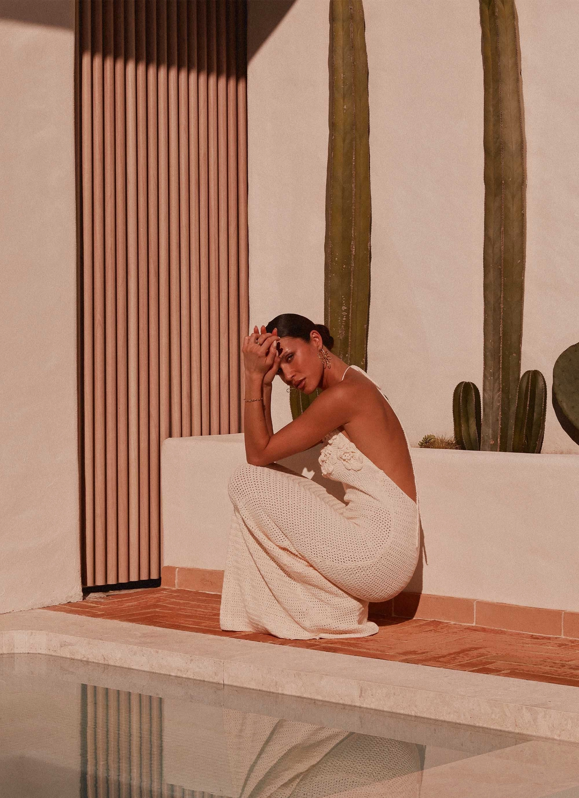 Zara Rose Crochet Maxi Dress - Ivory Summer Wardrobe