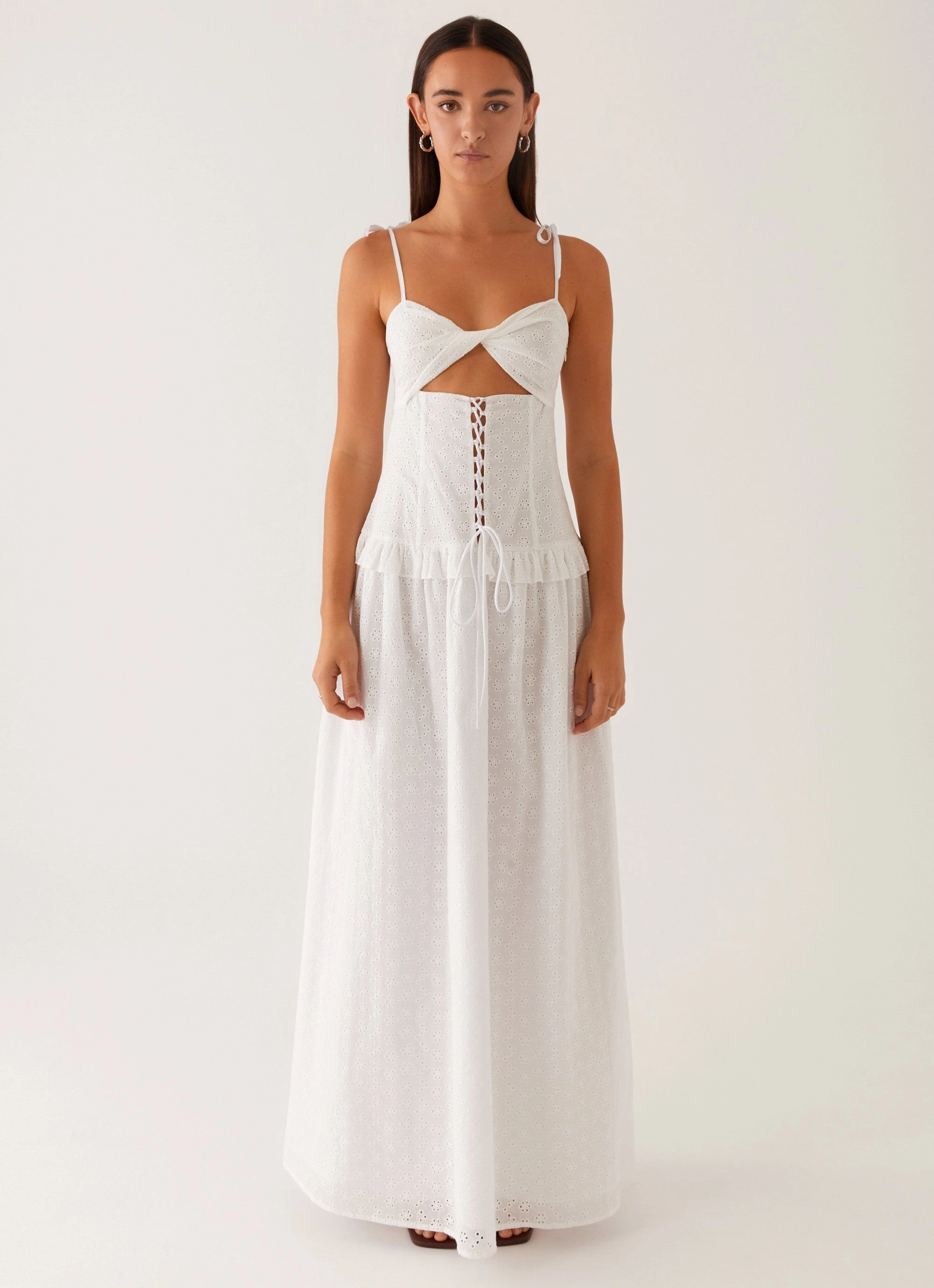 Polished Form Chic Everyday Wear Reveria Twist Maxi Dress - Ivory