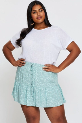 Floral Print Mini Skater Skirt Elastic Waist Refined Finish