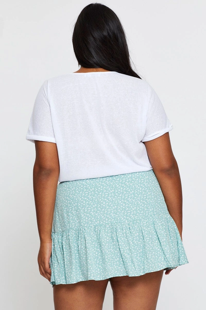 Statement Fashion Functional Detail Floral Print Mini Skater Skirt Elastic Waist