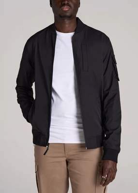 AntiPillingFinish Sustainable Recycled Material Reversible Men's Tall Bomber Jacket in Black and Navy