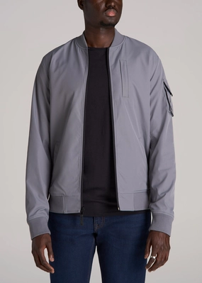 Warm Layer Option Reversible Men's Tall Bomber Jacket in Fossil Grey and Black