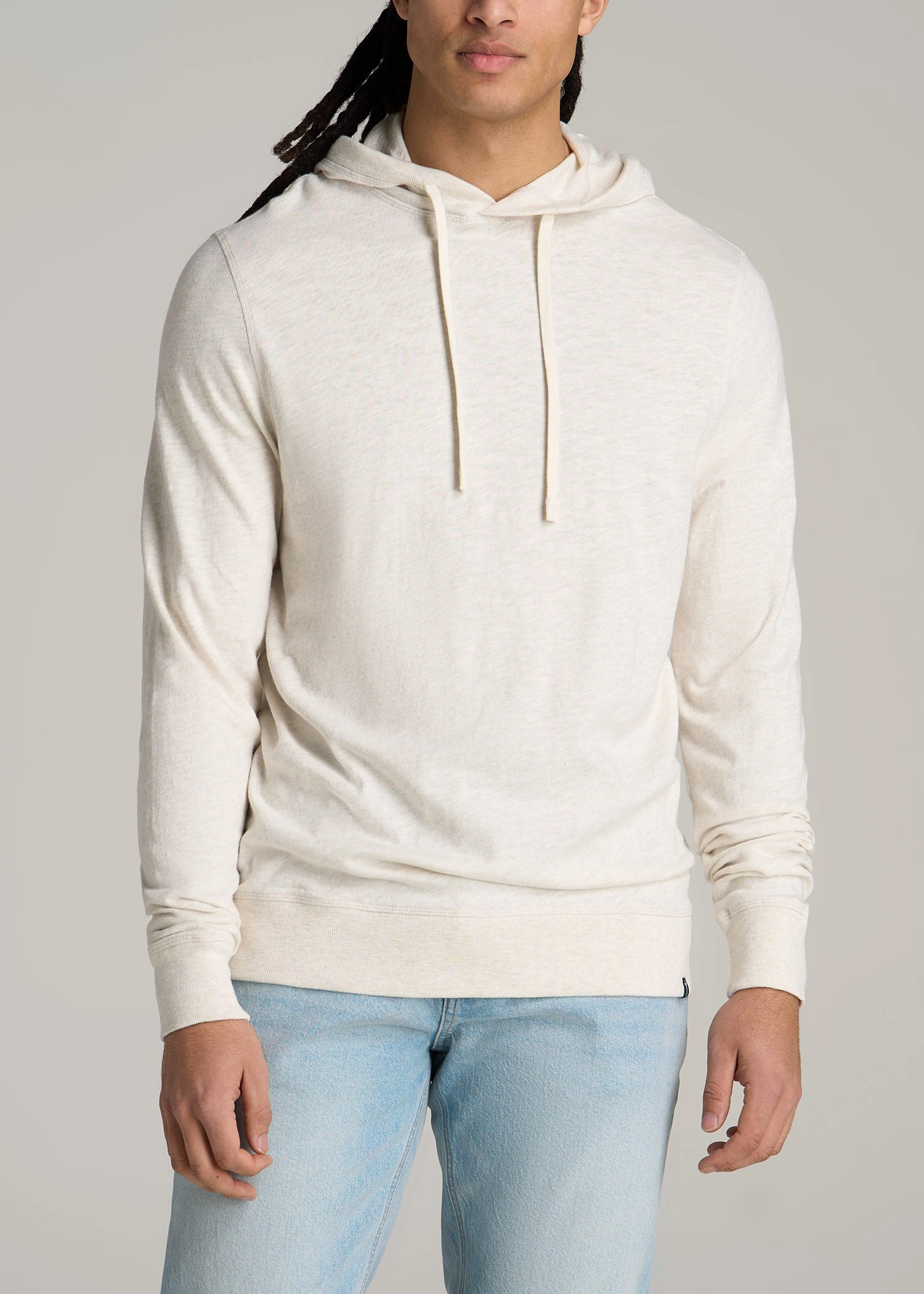 aesthetic features Breathable wear Sunwashed Slub Pullover Men's Tall Hoodie in Heathered Oatmeal